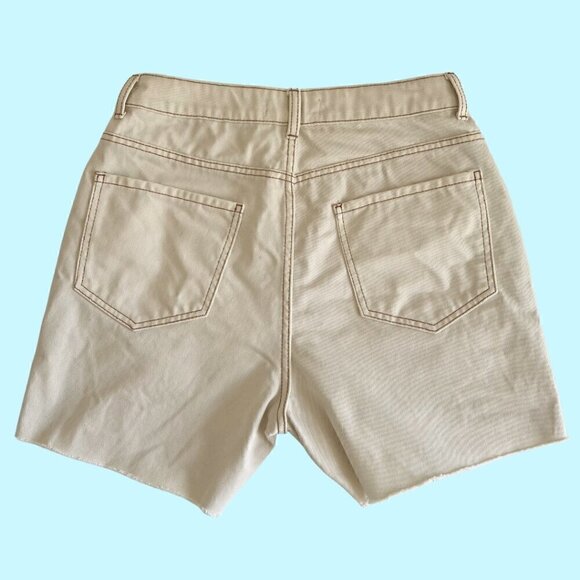 Boyfriend Style Ivory Jean Midi Shorts - Picture 4 of 6